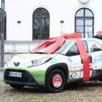 Folierter gesponsorter Toyota Aygo für den Hospizverein Lüchow-Dannenberg