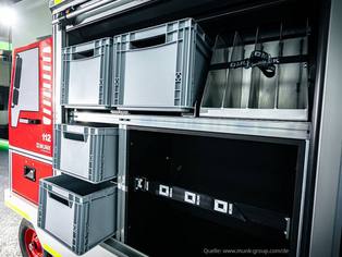 Kinderfeuerwehr Rollcontainer linksseitig offen