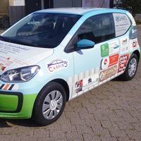 Folierter gesponsorter VW up! 3-Türer für die Sozialstation Neckarau-Almenhof e. V.