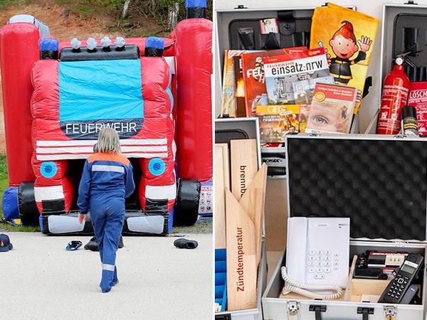 Feuerwehrhüpfburg + Ausbildungskofferset Feuerwehrhüpfburg + Ausbildungskofferset